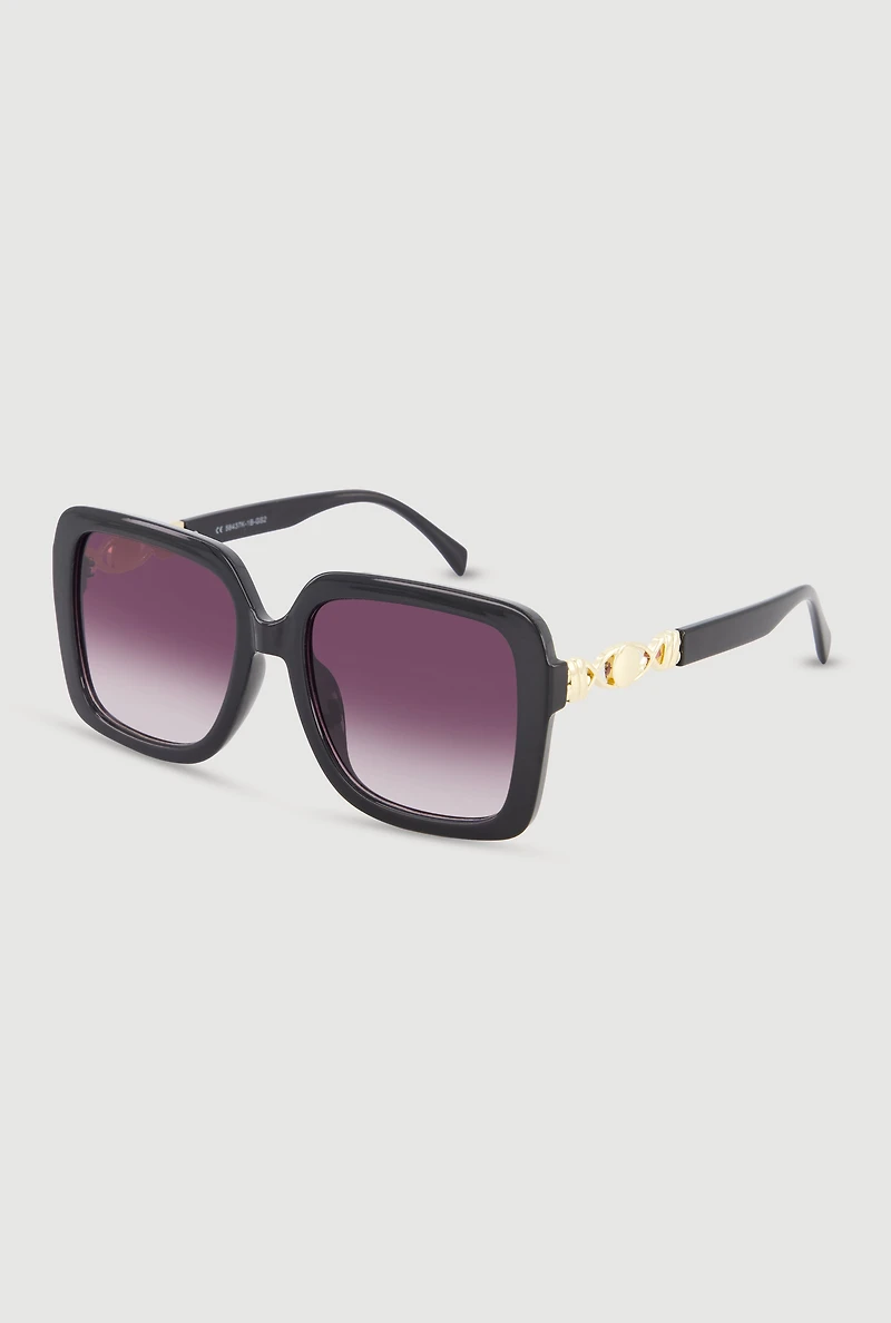 Ombre Lens Metallic Eye Detail Sunglasses