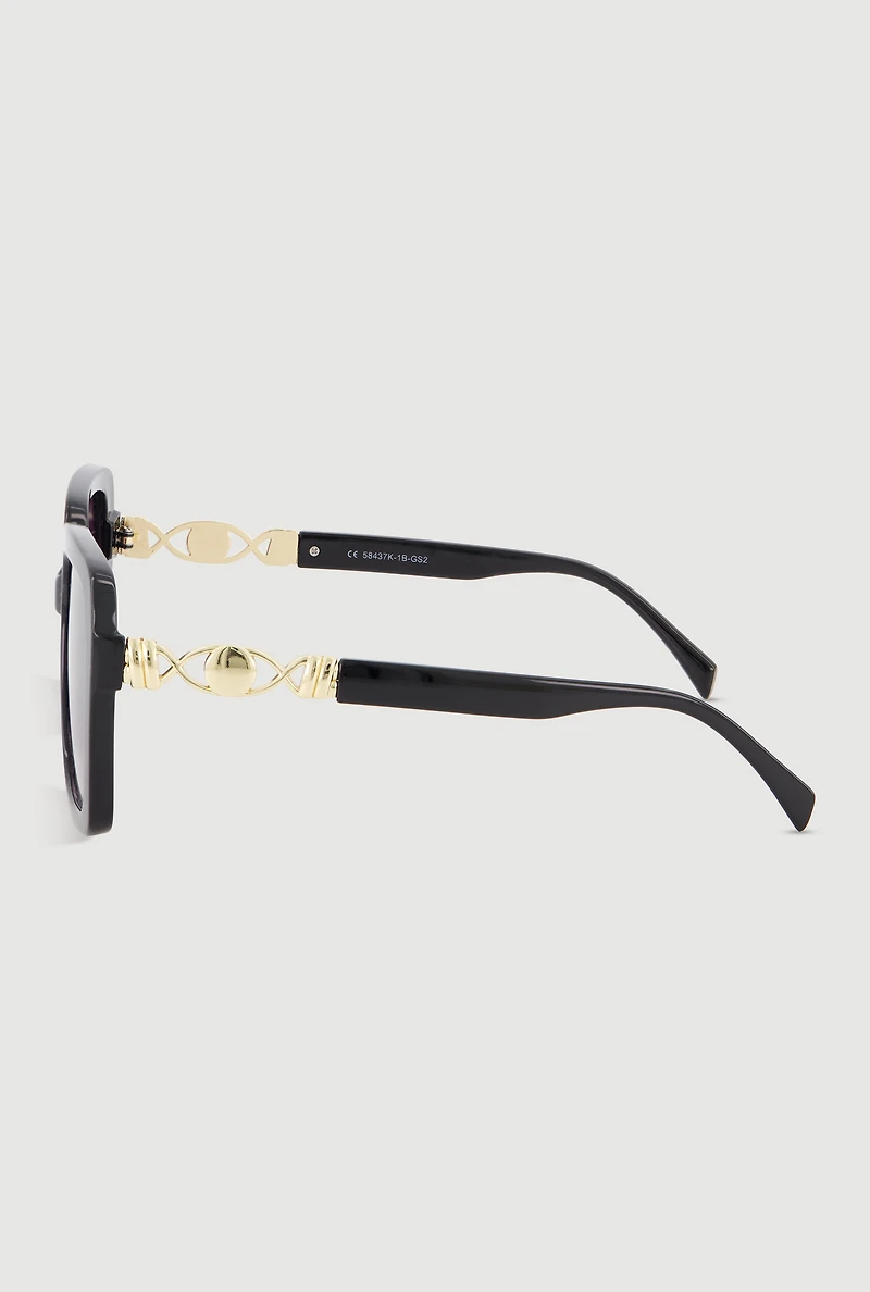 Ombre Lens Metallic Eye Detail Sunglasses