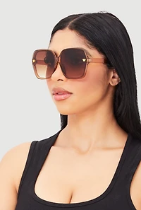Womens Metallic Butterfly Detail Ombre Lens Sunglasses,