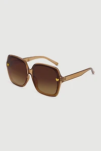 Womens Metallic Butterfly Detail Ombre Lens Sunglasses,