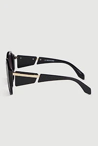 Womens Metallic Side Detail Sunglasses, Black