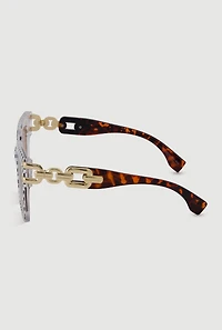 Ombre Lens Checkered Frame Sunglasses