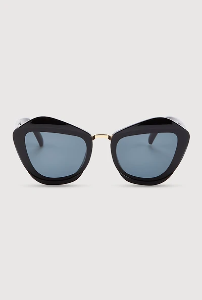 Womens Metallic Detail Cat Eye Sunglasses, Black