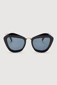 Womens Metallic Detail Cat Eye Sunglasses, Black