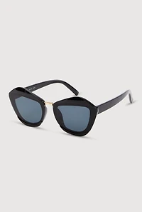 Womens Metallic Detail Cat Eye Sunglasses, Black