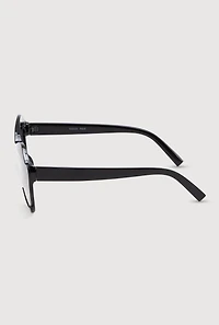 Womens Metallic Detail Cat Eye Sunglasses, Black