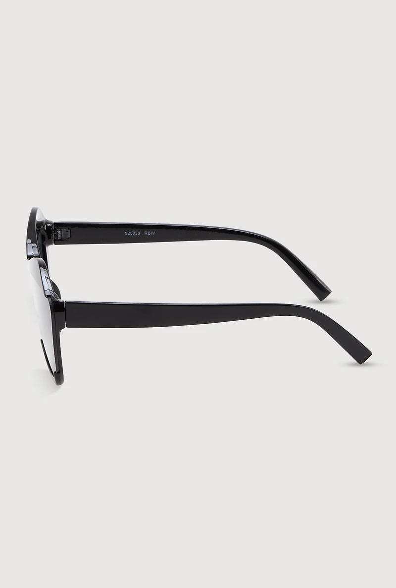 Womens Metallic Detail Cat Eye Sunglasses,