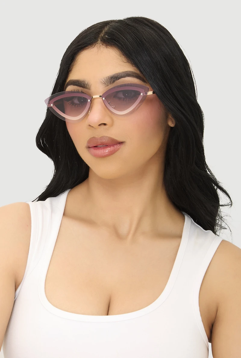 Rimless Cat Eye Sunglasses