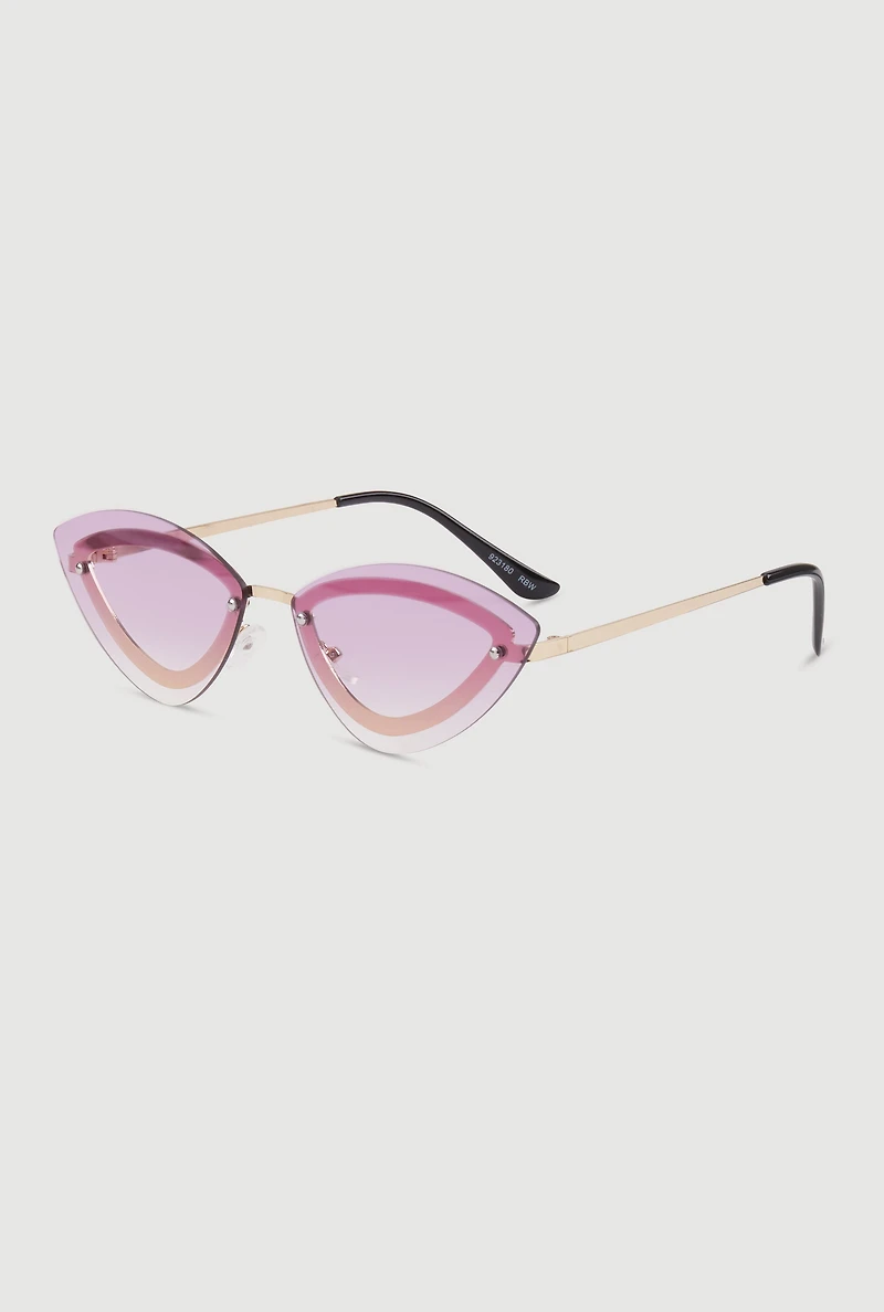 Rimless Cat Eye Sunglasses