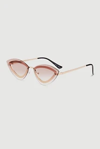 Womens Rimless Cat Eye Sunglasses, Multi