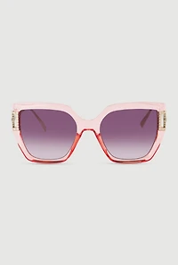 Metallic Detail Oversized Sunglasses with Gradient Lenses