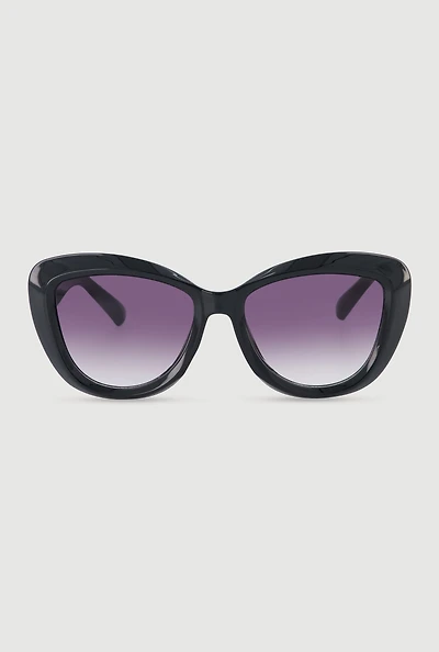 Womens Ombre Lens Cat Eye Sunglasses, Black
