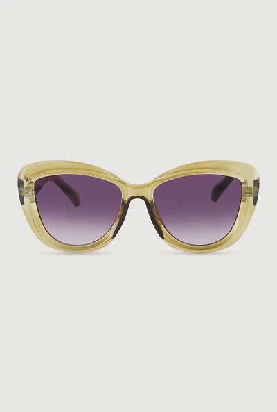 Womens Ombre Lens Cat Eye Sunglasses, Green