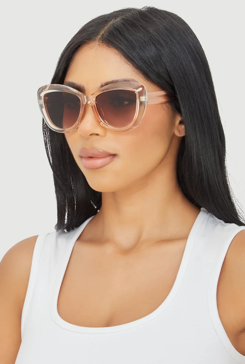 Womens Ombre Lens Cat Eye Sunglasses,