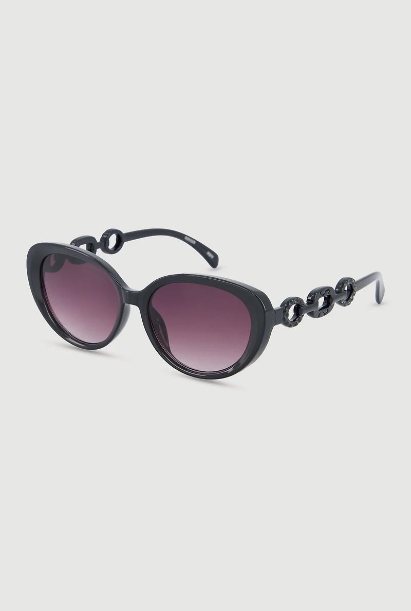 Womens Chain Detail Cat Eye Sunglasses,