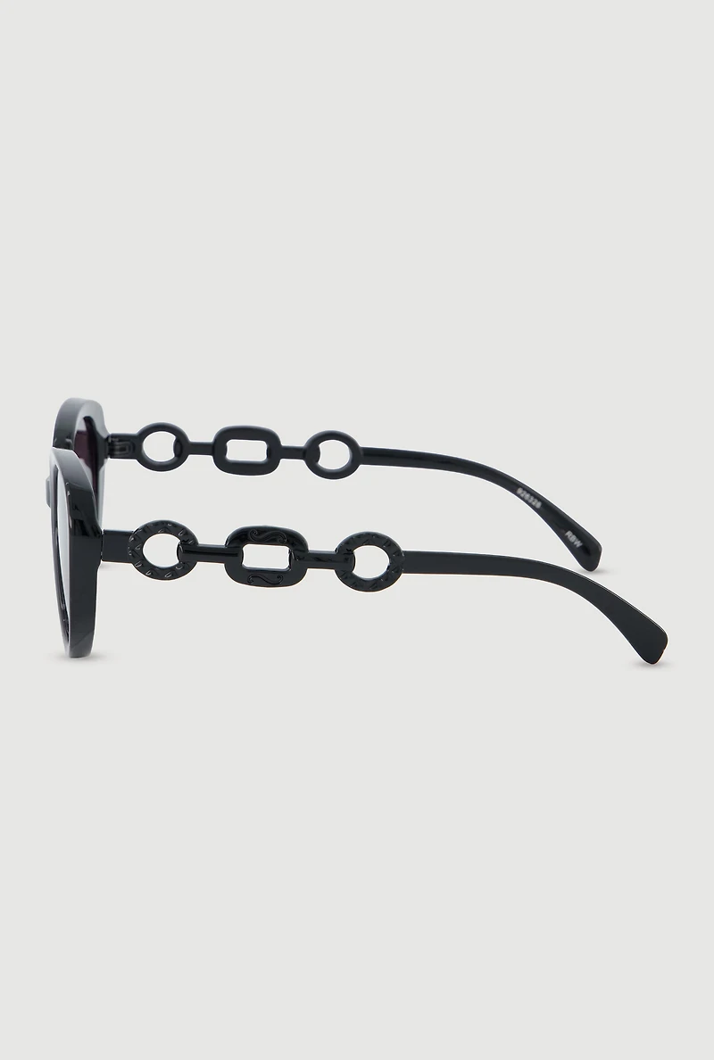 Womens Chain Detail Cat Eye Sunglasses,