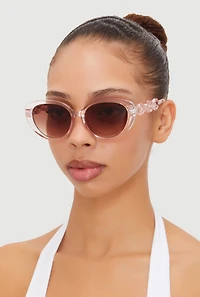 Womens Chain Detail Cat Eye Sunglasses, Pink