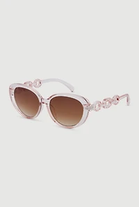 Womens Chain Detail Cat Eye Sunglasses, Pink