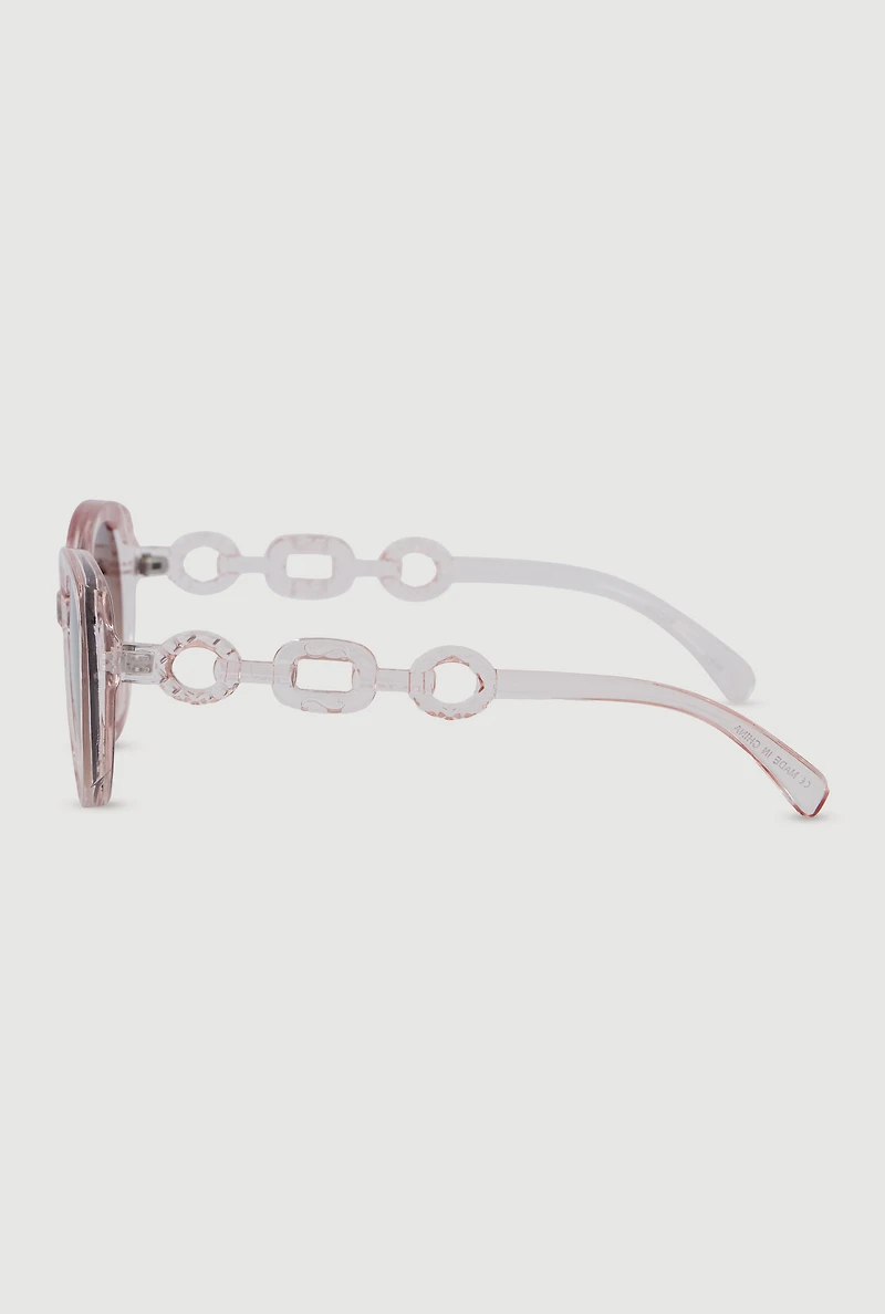 Womens Chain Detail Cat Eye Sunglasses, Pink