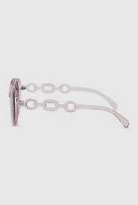 Womens Chain Detail Cat Eye Sunglasses, Pink