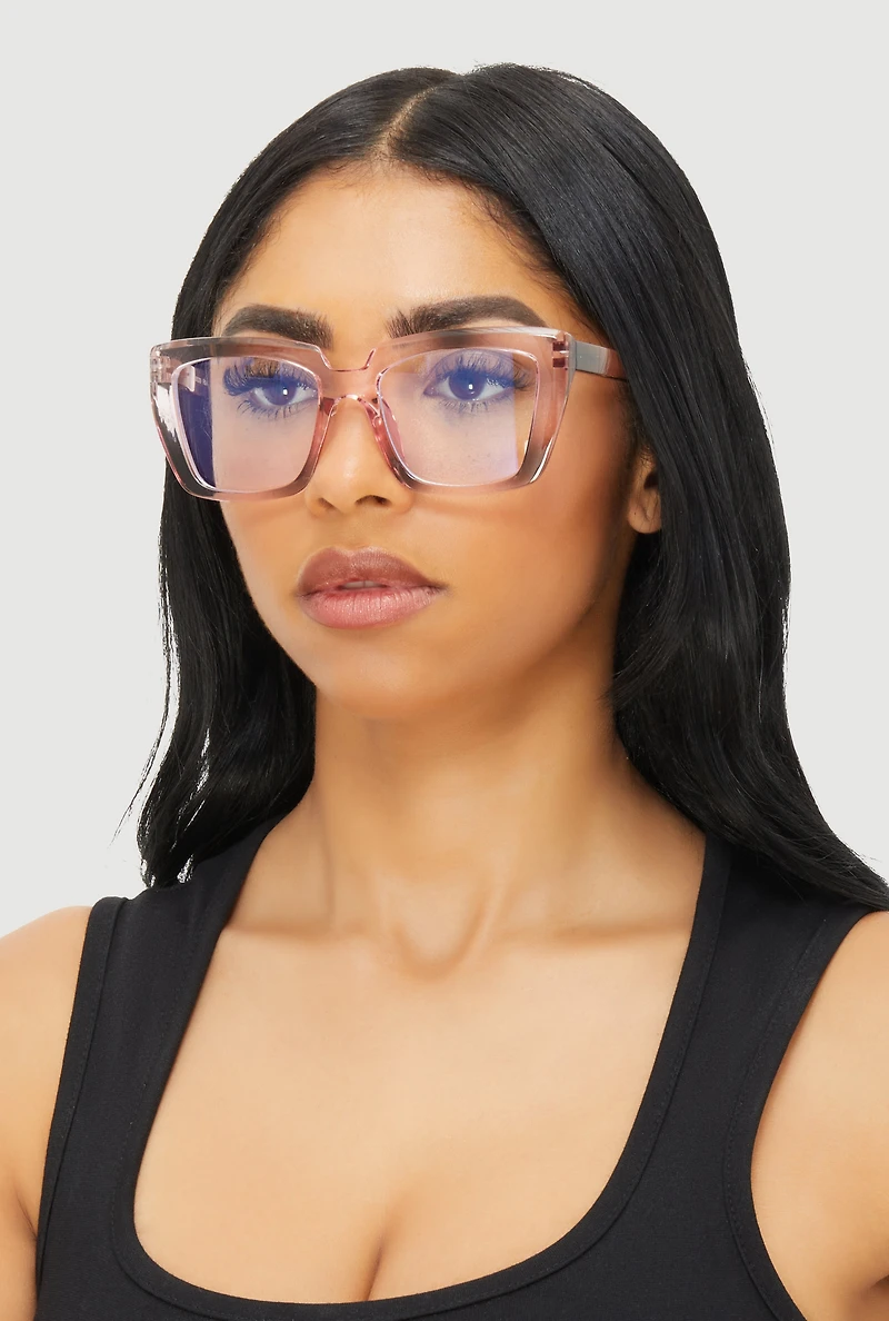 Womens Gradient Frame Blue Light Glasses, Pink