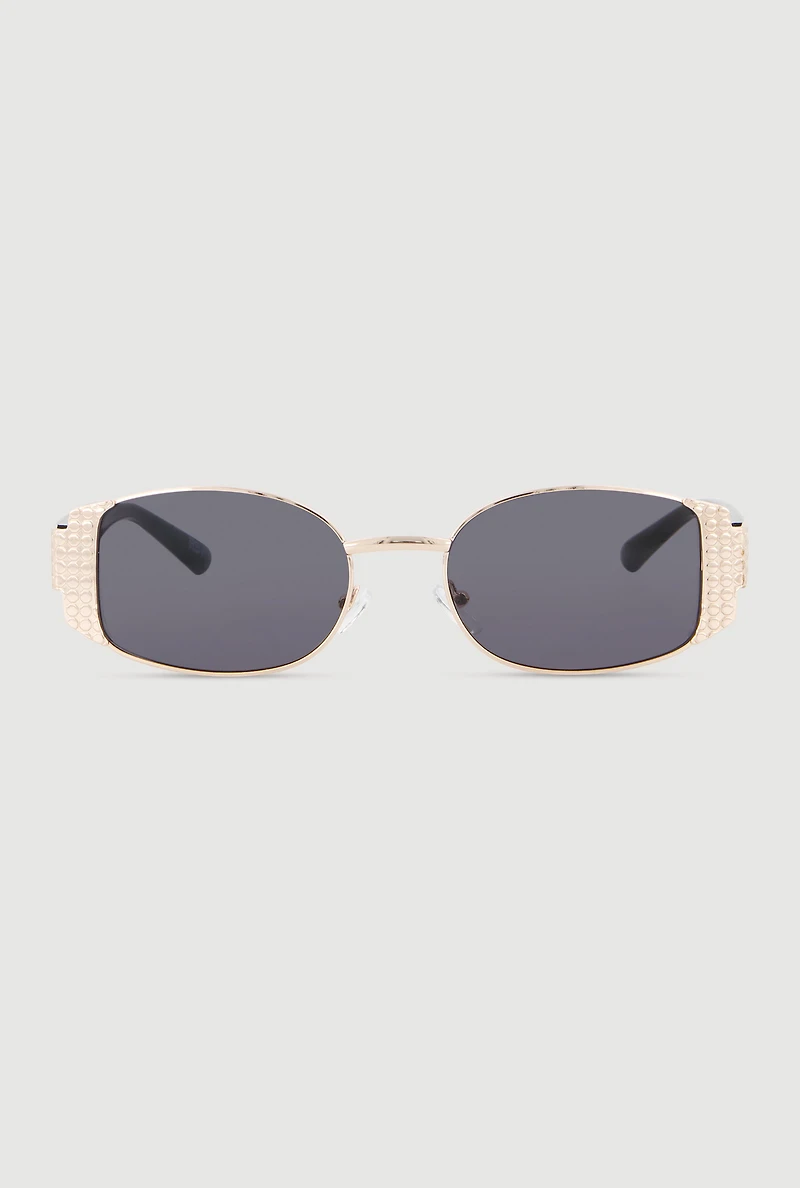 Metallic Detail Oval Sunglasses