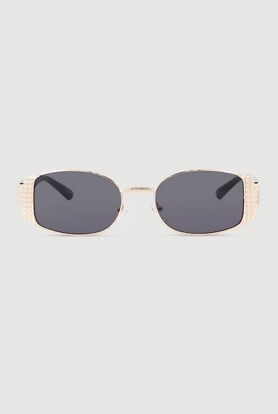 Metallic Detail Oval Sunglasses