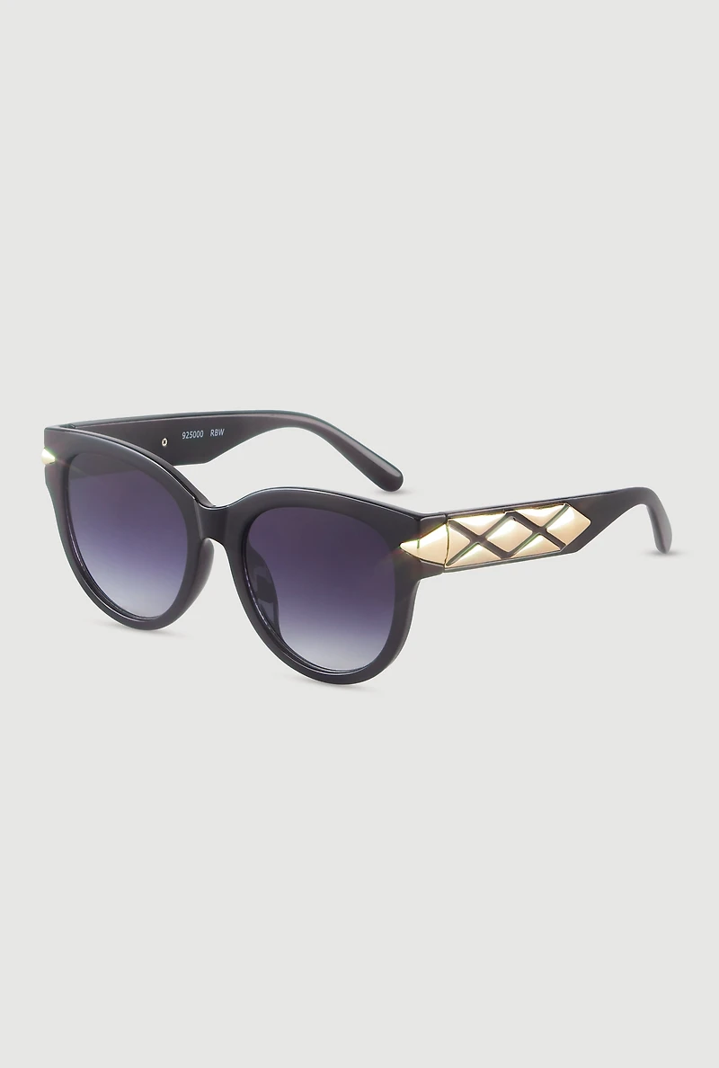 Womens Side Detail Ombre Lens Sunglasses, Black