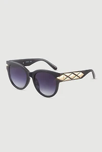Womens Side Detail Ombre Lens Sunglasses, Black