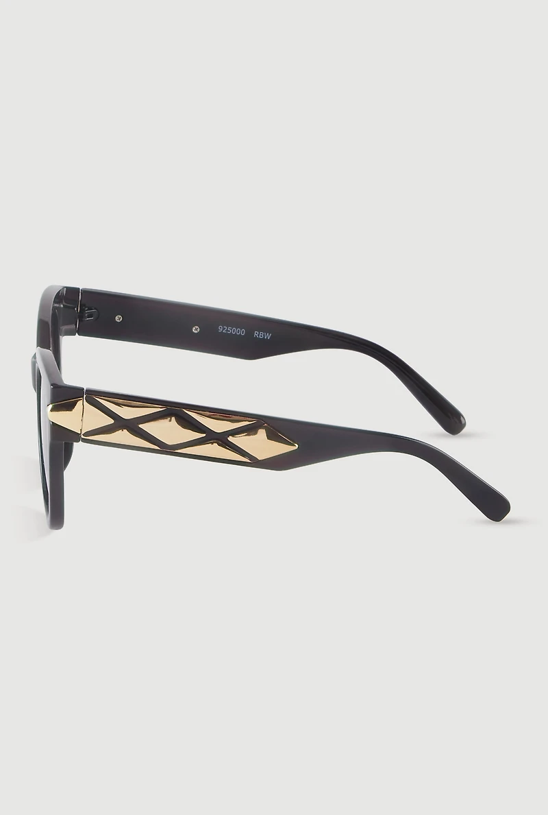 Womens Side Detail Ombre Lens Sunglasses, Black