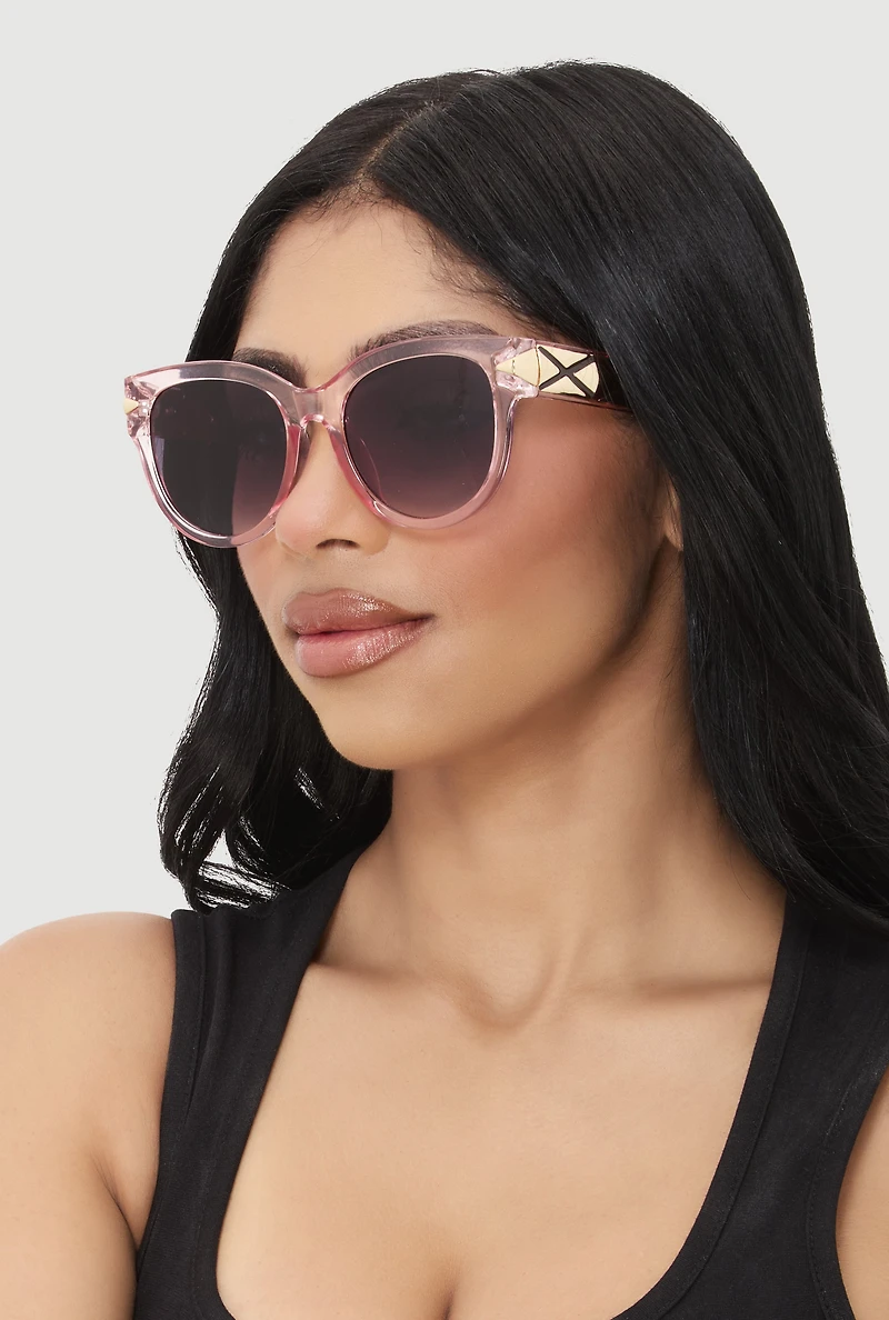 Womens Side Detail Ombre Lens Sunglasses, Pink