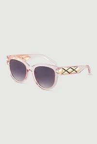 Womens Side Detail Ombre Lens Sunglasses, Pink
