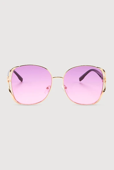 Womens Rhinestone Side Detail Oversized Sunglasses, Multi