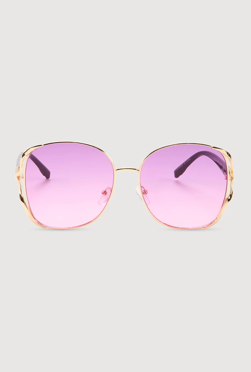 Womens Rhinestone Side Detail Oversized Sunglasses, Multi