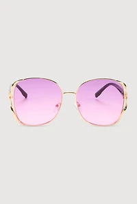 Womens Rhinestone Side Detail Oversized Sunglasses, Multi
