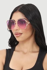 Womens Rhinestone Side Detail Oversized Sunglasses, Multi