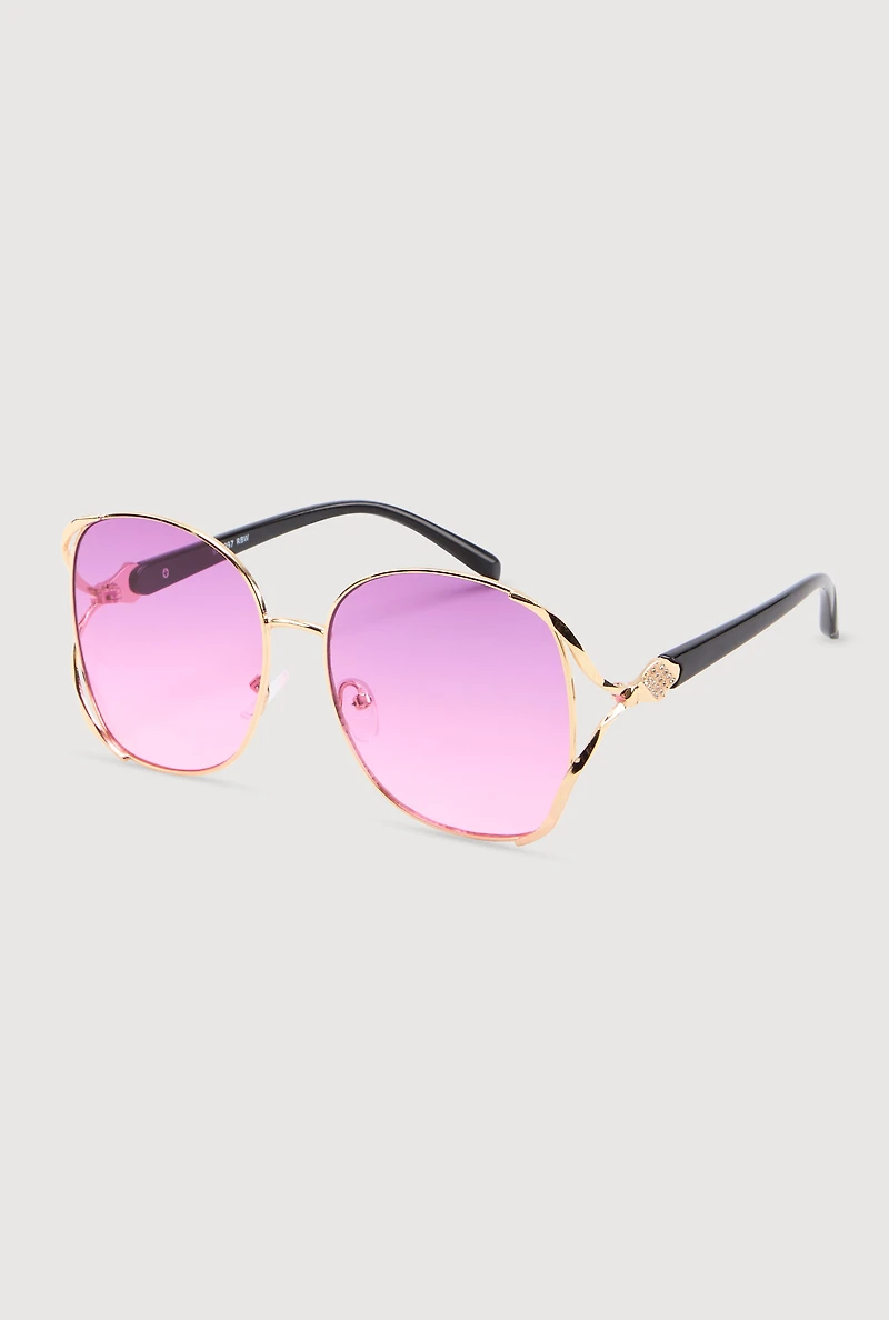 Womens Rhinestone Side Detail Oversized Sunglasses, Multi