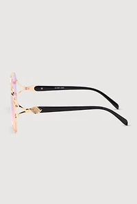 Womens Rhinestone Side Detail Oversized Sunglasses, Multi