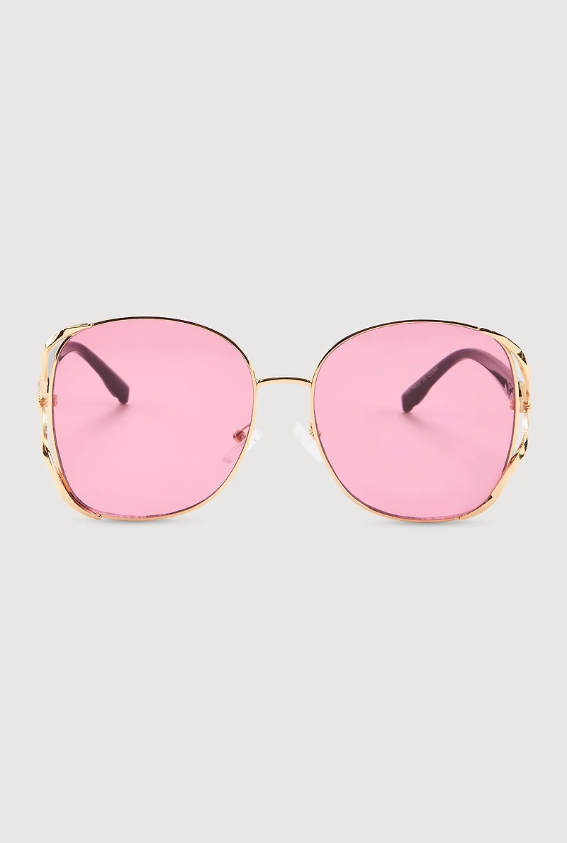 Womens Rhinestone Side Detail Oversized Sunglasses, Multi