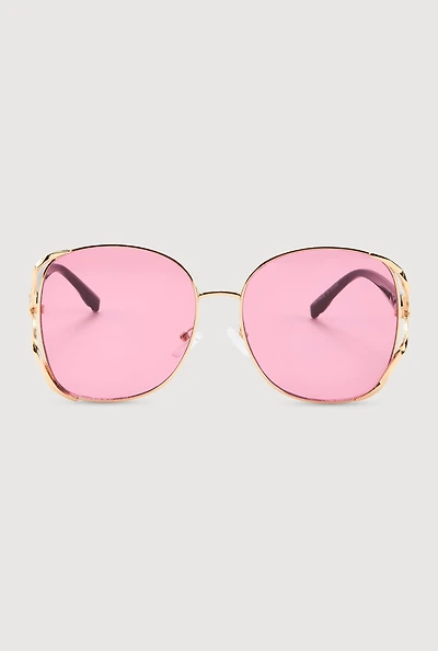 Womens Rhinestone Side Detail Oversized Sunglasses, Multi