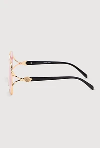 Womens Rhinestone Side Detail Oversized Sunglasses, Multi