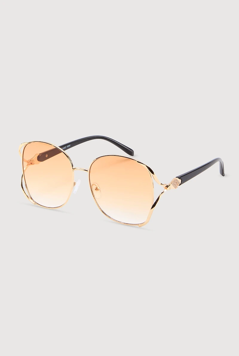 Rhinestone Side Detail Oversized Sunglasses