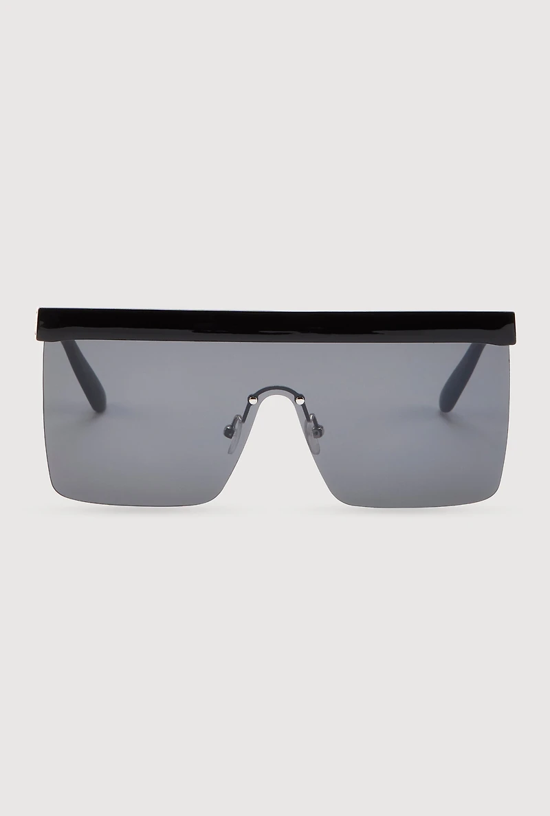 Womens Cut Out Arm Shield Sunglasses, Black