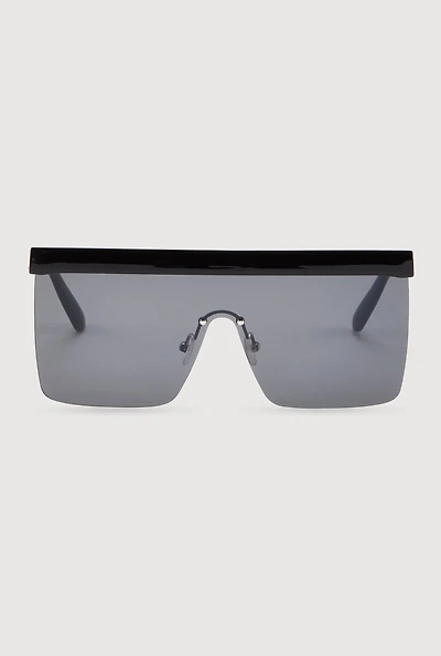 Womens Cut Out Arm Shield Sunglasses, Black