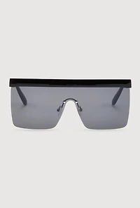 Womens Cut Out Arm Shield Sunglasses, Black