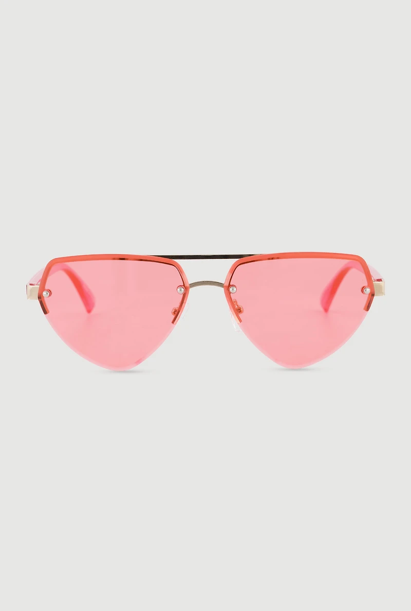 Rimless Geometric Aviator Sunglasses