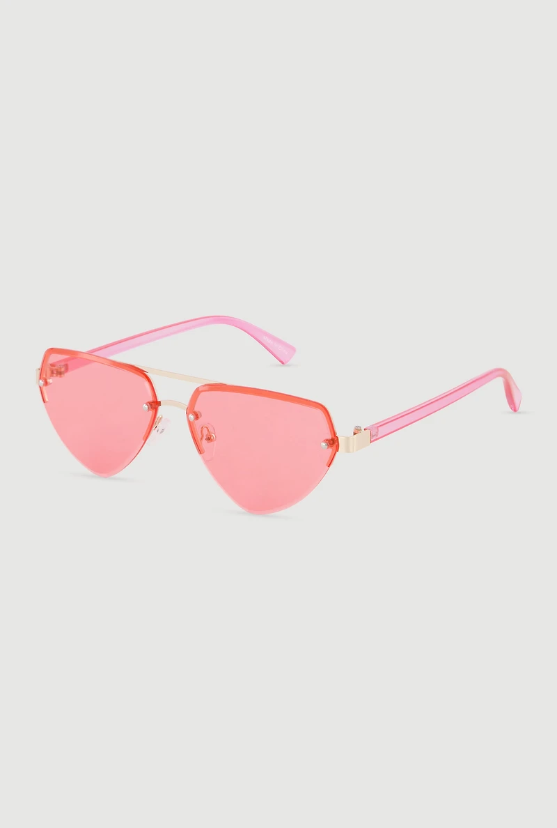 Rimless Geometric Aviator Sunglasses