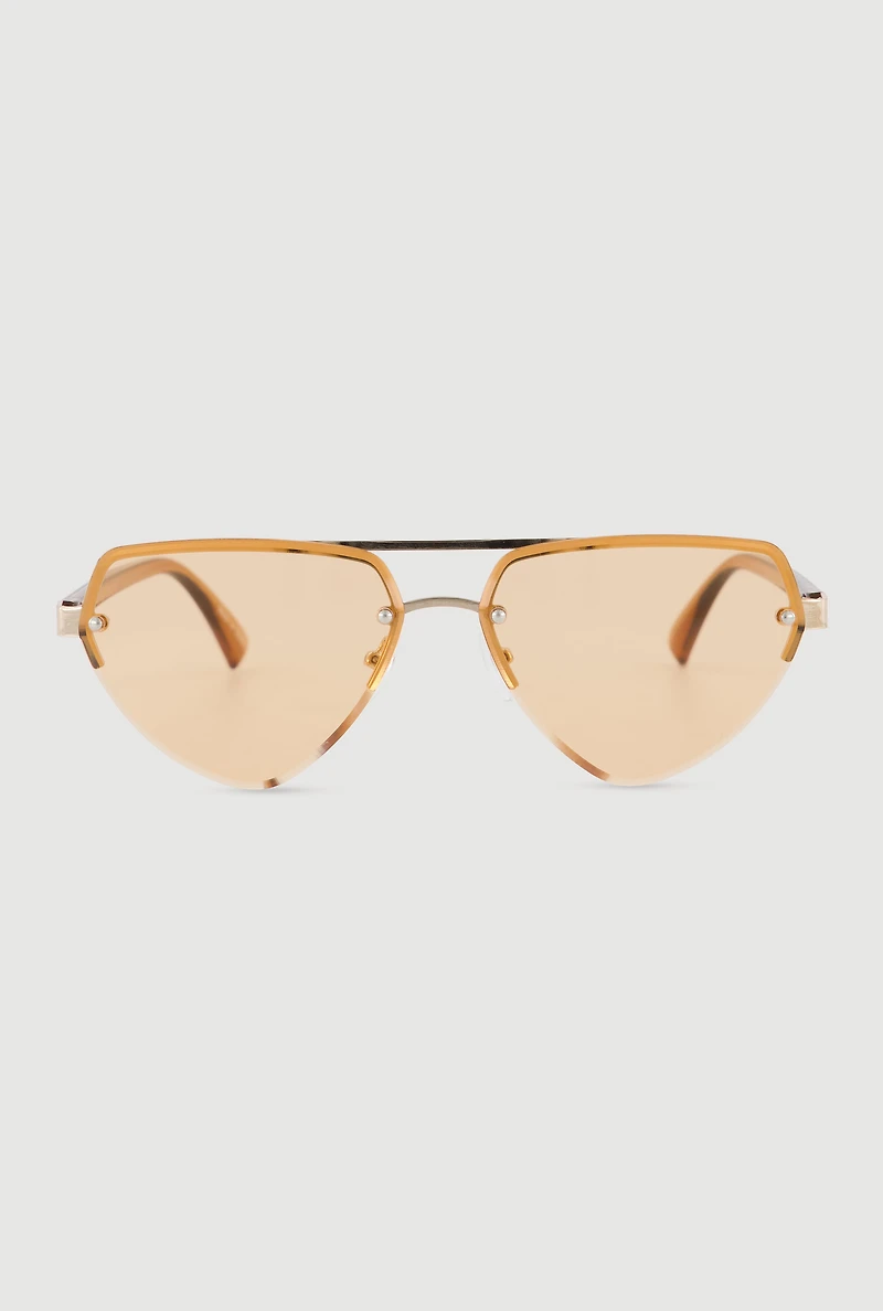 Rimless Geometric Aviator Sunglasses