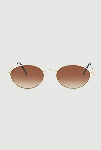 Womens Cut Out Detail Metallic Oval Sunglasses, Brown