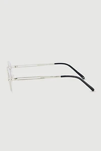 Womens Cut Out Detail Metallic Oval Sunglasses, Purple